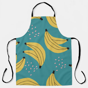 Vintage banana pattern, blue background. apron