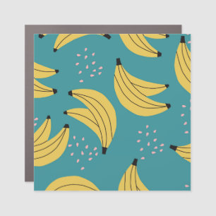 Vintage banana pattern, blue background. car magnet