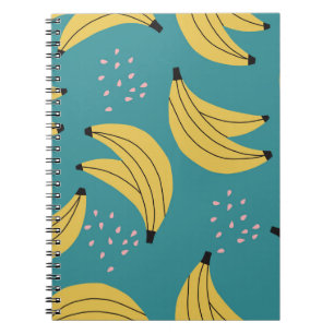 Vintage banana pattern, blue background. notebook