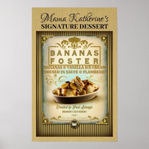 Vintage Bananas Foster New Orleans Sign