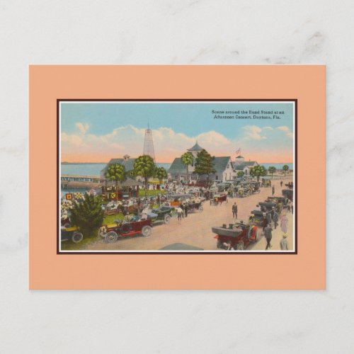 Vintage Bandstand concert Daytona Beach Florida Postcard