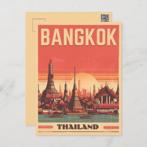 Vintage Bangkok city skyline Thailand travel gifts Postcard
