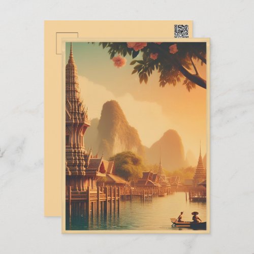 Vintage Bangkok city skyline Thailand travel gifts Postcard