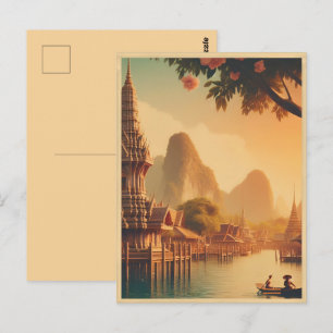 Vintage Bangkok city skyline Thailand travel gifts Postcard