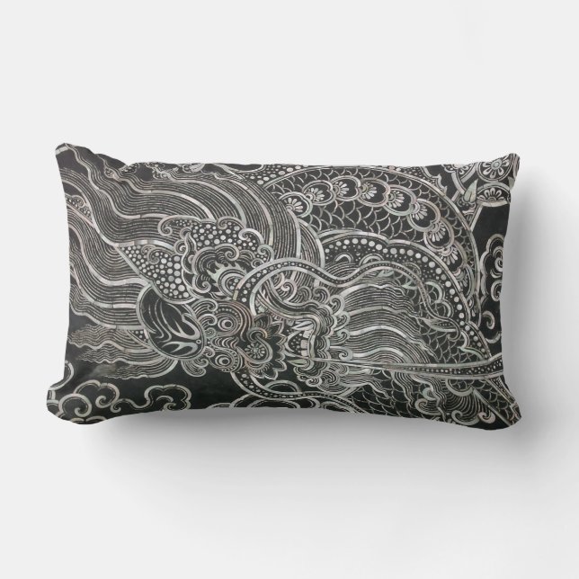 Vintage Bangkok Dragon Lumbar Pillow (Front)