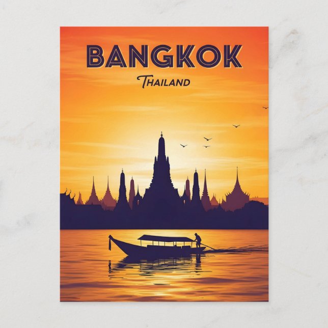 Vintage Bangkok Thailand travel Postcard (Front)