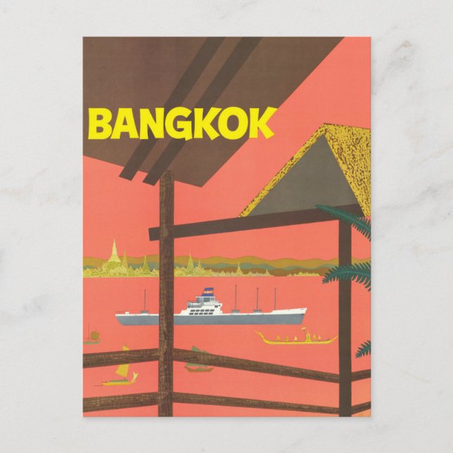 Vintage Bangkok Thailand Travel Postcard (Front)