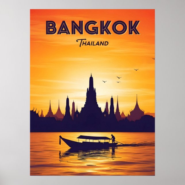 Vintage Bangkok Thailand travel Poster (Front)