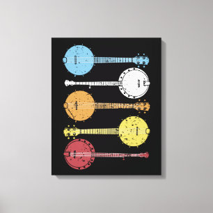 Vintage Banjo Gift Country Music Bluegrass Banjo Canvas Print