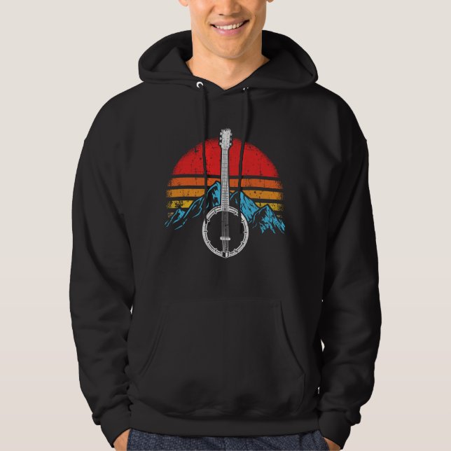 Vintage Banjo Player Bluegrass Musician Hoodie (Front)