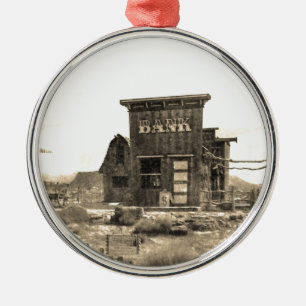 Vintage Bank Building Metal Ornament