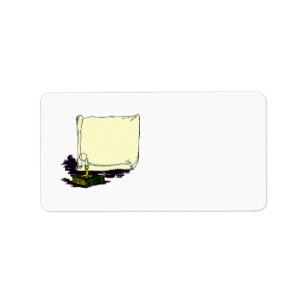 Vintage Banner and Book with Candle Template Label