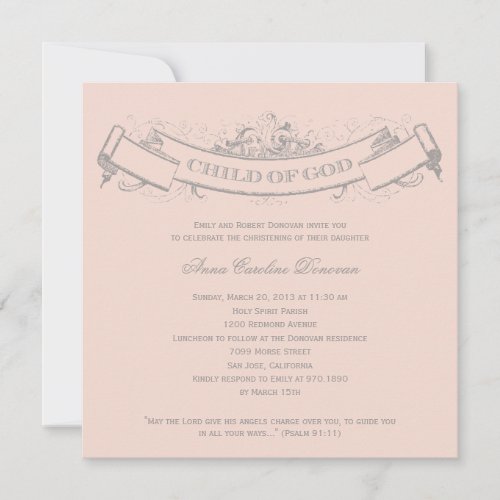 Vintage Banner Baptism/Christening Invitation