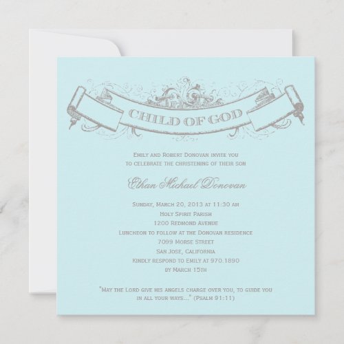 Vintage Banner Baptism/Christening Invitation