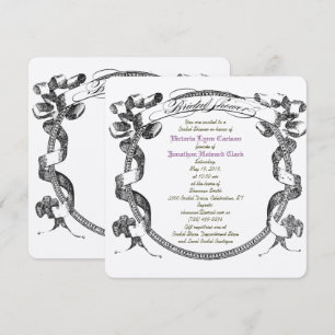 Vintage Banner Flourish Script Bridal Shower Invitation