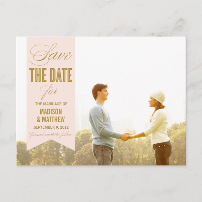 VINTAGE BANNER | SAVE THE DATE ANNOUNCEMENT POSTCARD (Front)
