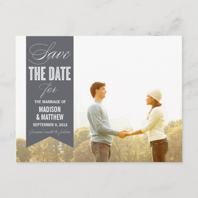 VINTAGE BANNER | SAVE THE DATE ANNOUNCEMENT POSTCARD (Front)