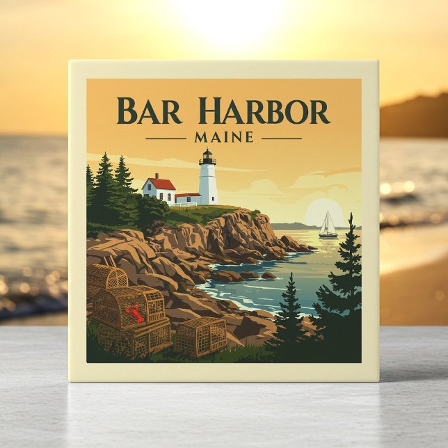Vintage Bar Harbor Maine Ceramic Tile (Creator Uploaded)