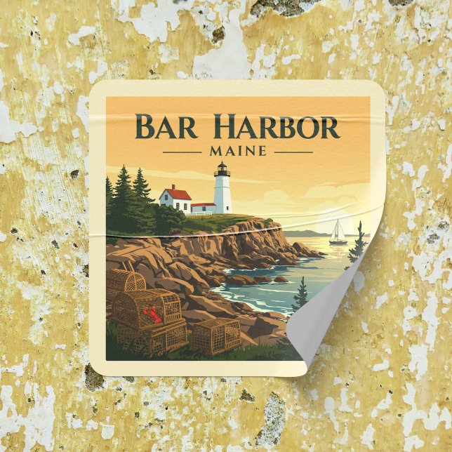 Vintage Bar Harbor Maine Square Sticker (Creator Uploaded)