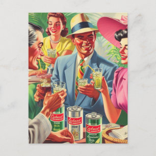 Vintage Bar Peolpe 1950s Illustration Postcard