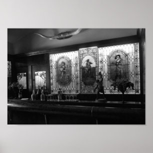 Vintage Bar Room Black And White Photograph Poster