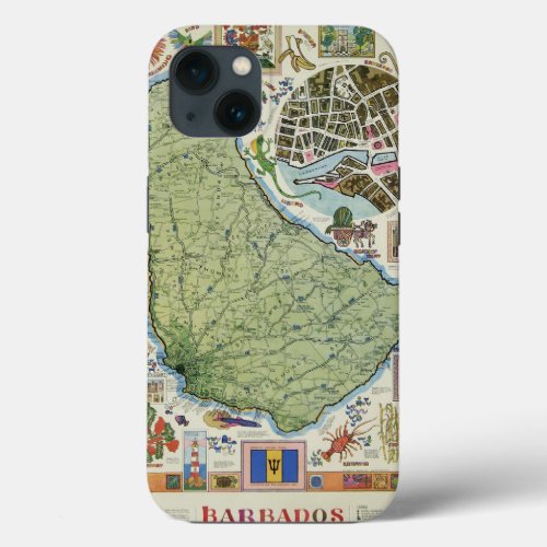 Vintage Barbados Island Map iPhone 13 Case
