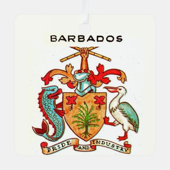 Vintage Barbados Postcard Metal Ornament (Front)