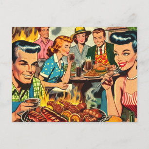 Vintage Barbecue Comics Postcard