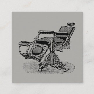 Vintage Barber Chair / Grey Matte Square Business Card