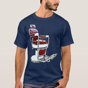 Vintage Barber Chair on Black T-Shirt