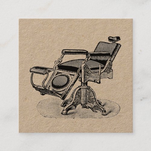 Vintage Barber Chair  Premium Extra Thick Square Business Card