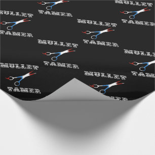 vintage barber funny mullet tamer wrapping paper