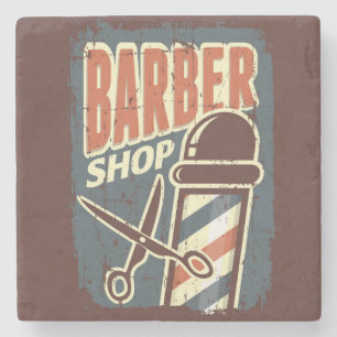 Vintage Barber Pole Blue Stone Coaster