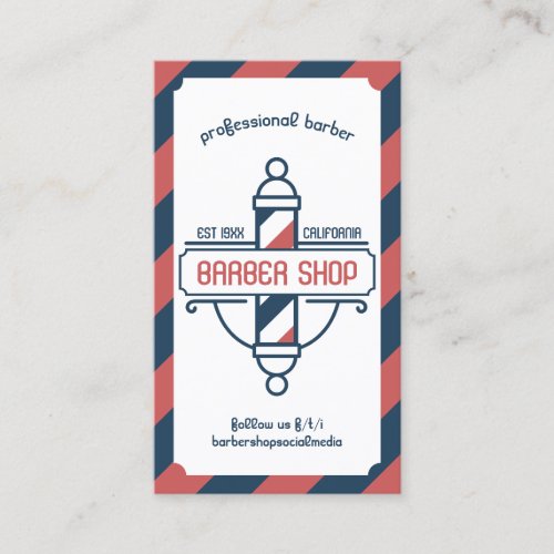 Vintage Barber Pole Booking Business Card