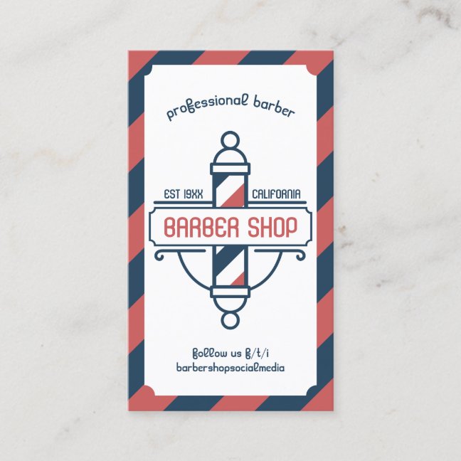Vintage Barber Pole Booking Business Card