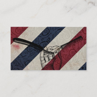 Vintage Barber Pole / Straight Razor / Extra Thick Business Card