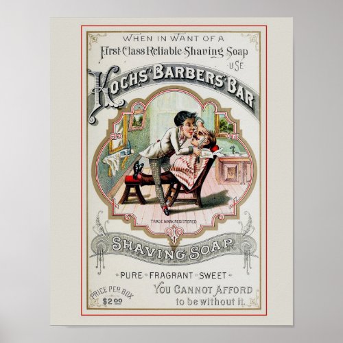 Vintage Barber Shop Advertisement Poster