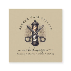 Vintage Barber Shop Hair Stylist Barber Square Business Card