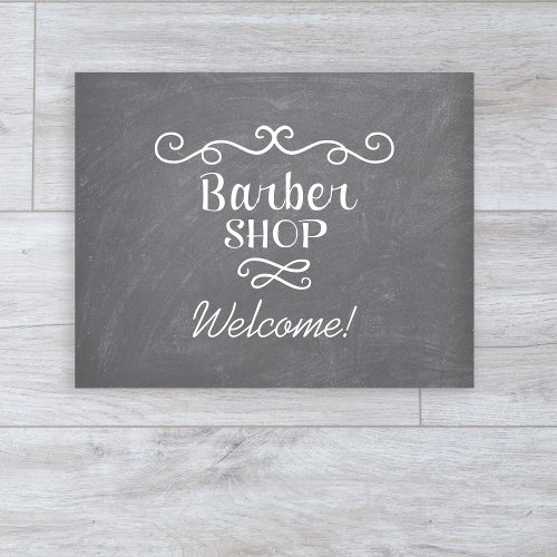 Vintage barber shop logo welcome script doormat