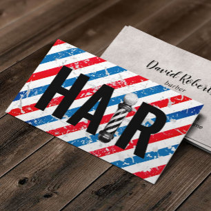 Vintage Barber Shop Pole Typography Hairdresser Business Card