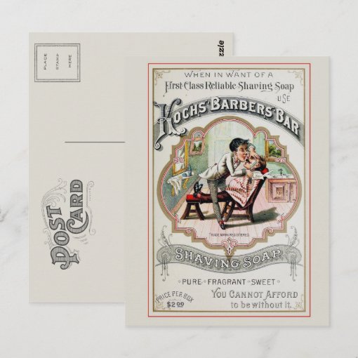 Vintage Barber Shop Shaving Postcard | Zazzle
