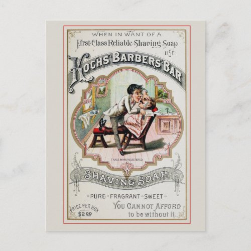 Vintage Barber Shop Shaving Postcard