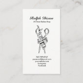 Vintage Barber Shop Skull Scissors Business Card (Back)