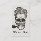 Vintage Barber Shop Skull Scissors Business Card (Front)
