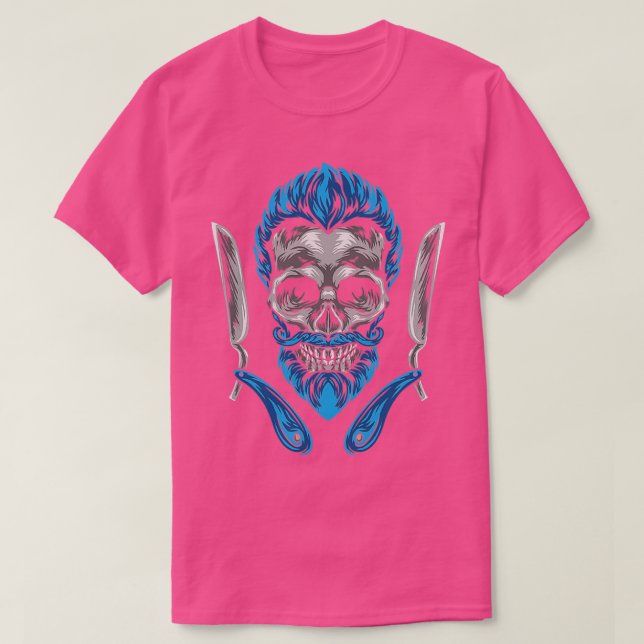 Vintage Barber Skull Hairdresser T-Shirt (Design Front)