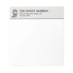 Vintage Barber Skull Logo Customizable Notepad