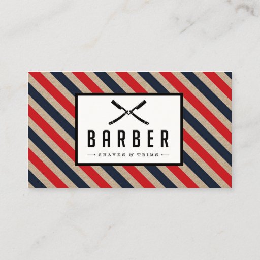 Customizable Vintage Barber Stripe Business Card
