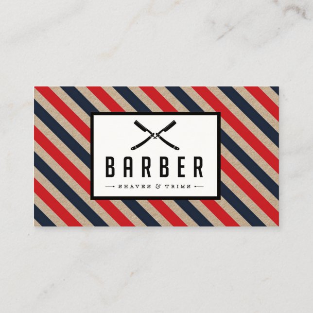 Vintage Barber Stripe Business Card (Back)