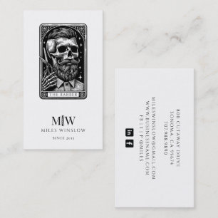 Vintage Barber Tarot Logo Monogram Business Card