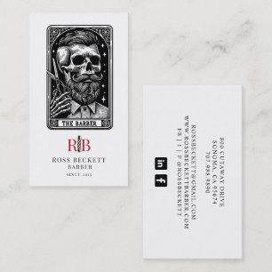 Vintage Barber Tarot Monogrammed Business Card